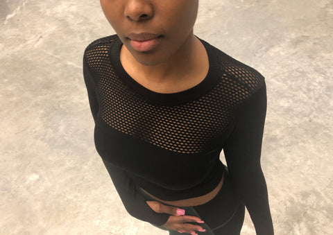 Mesh Long Sleeve Crop Top